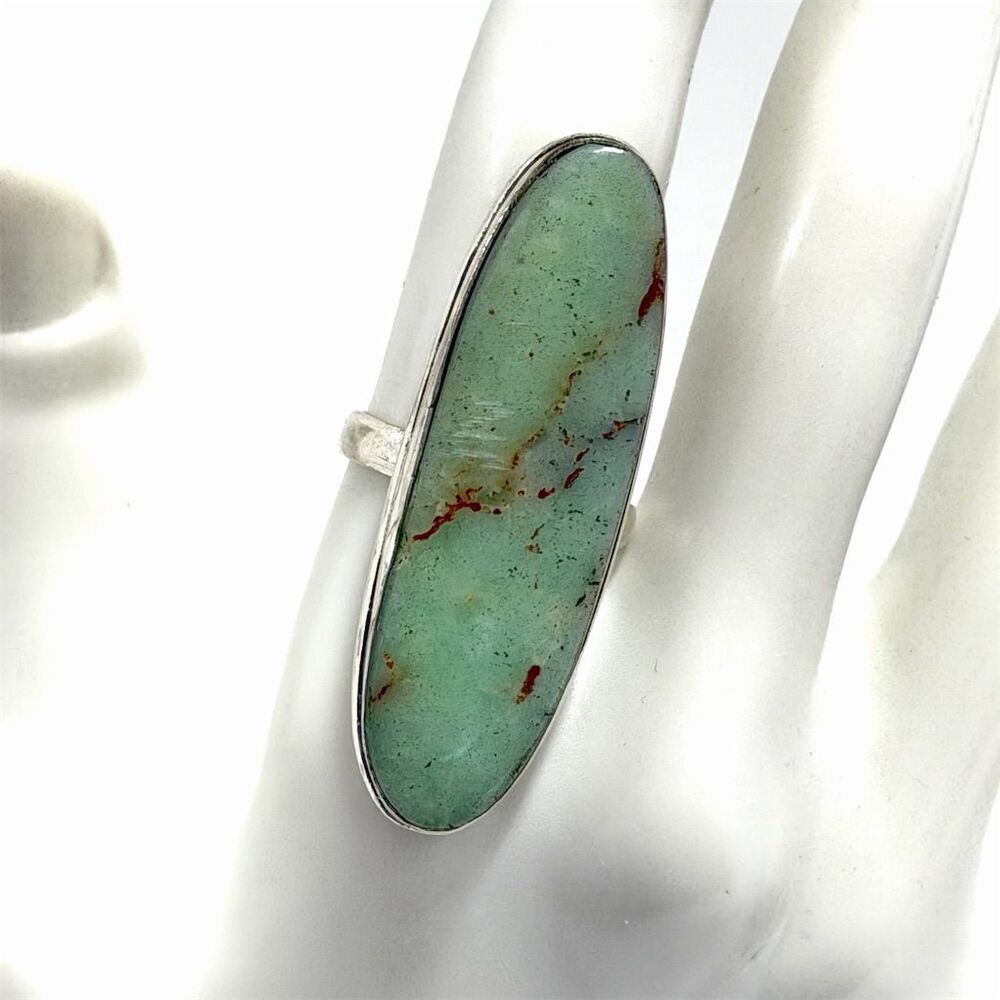 Hand crafted Women's Turquoise Oblong Cocktail‎ Ring Size 9